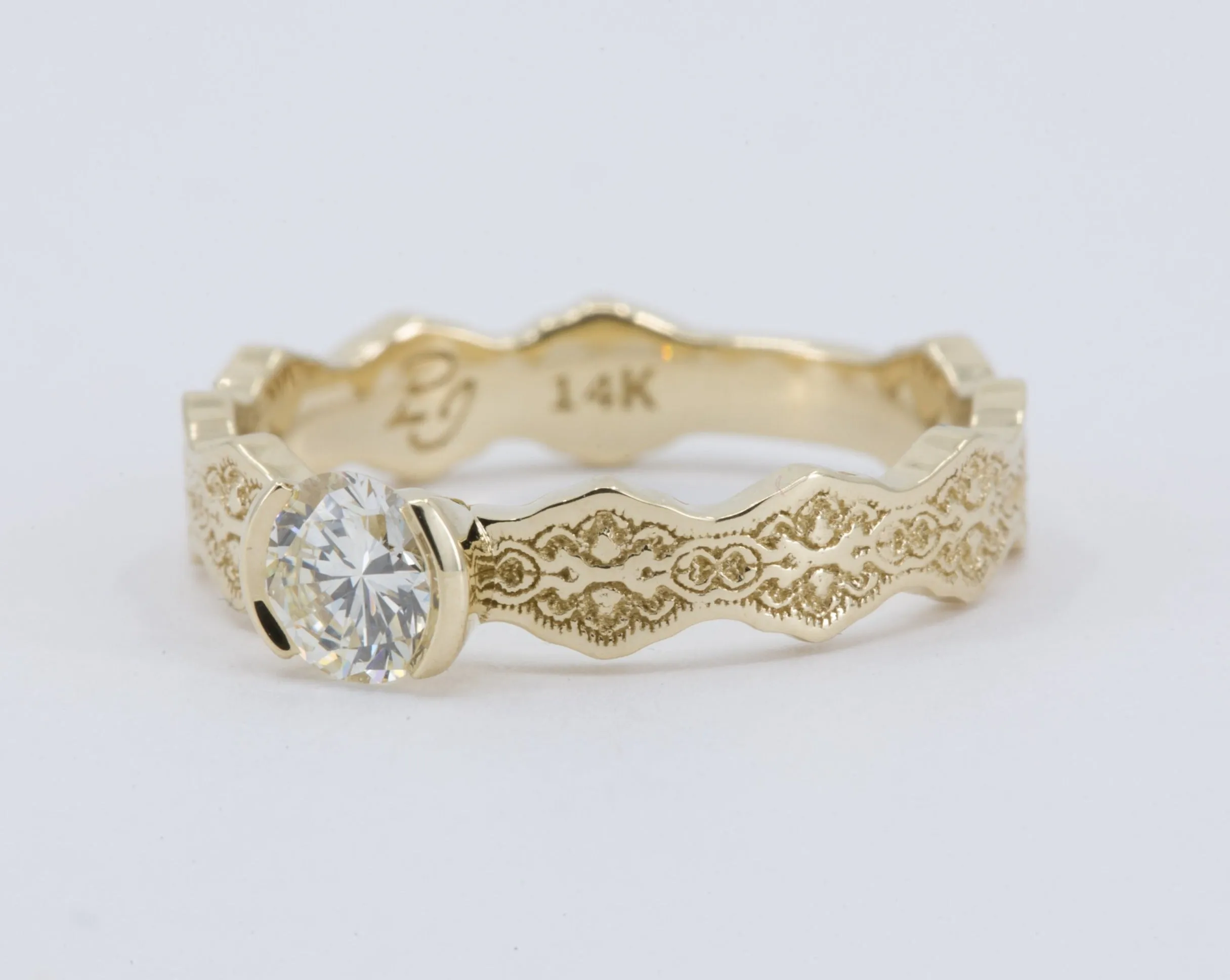 0.50 ct Diamond Solitaire Lace Engagement Ring