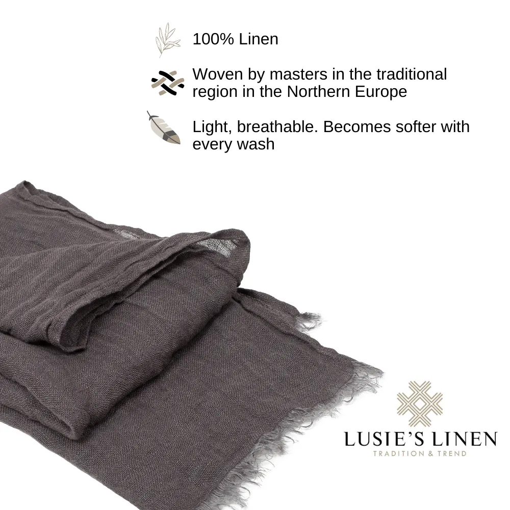 100% Linen Scarf - Anthracite Gray