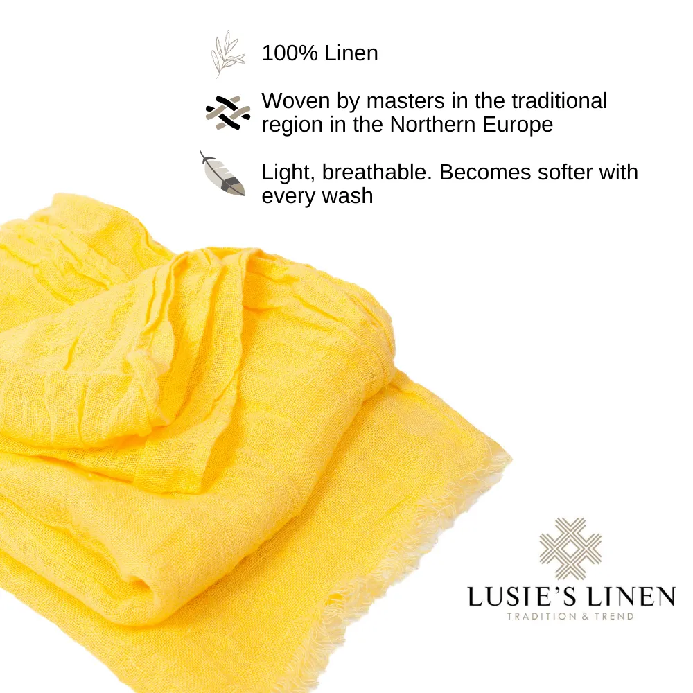 100% Linen Scarf - Bright Yellow