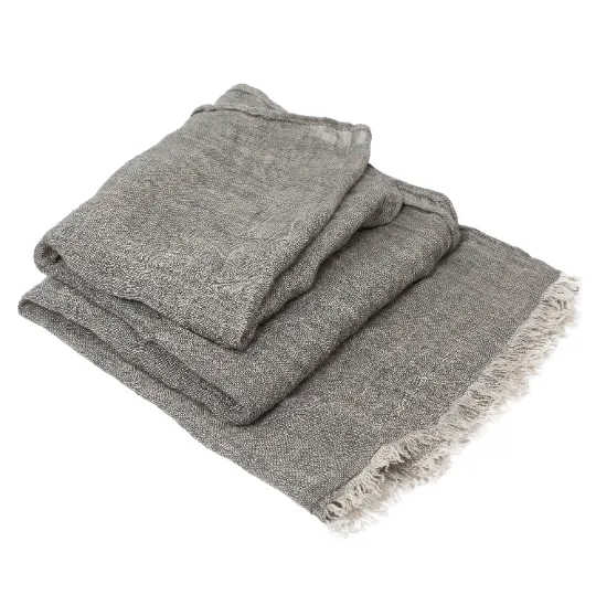 100% Linen Scarf - Dark Gray