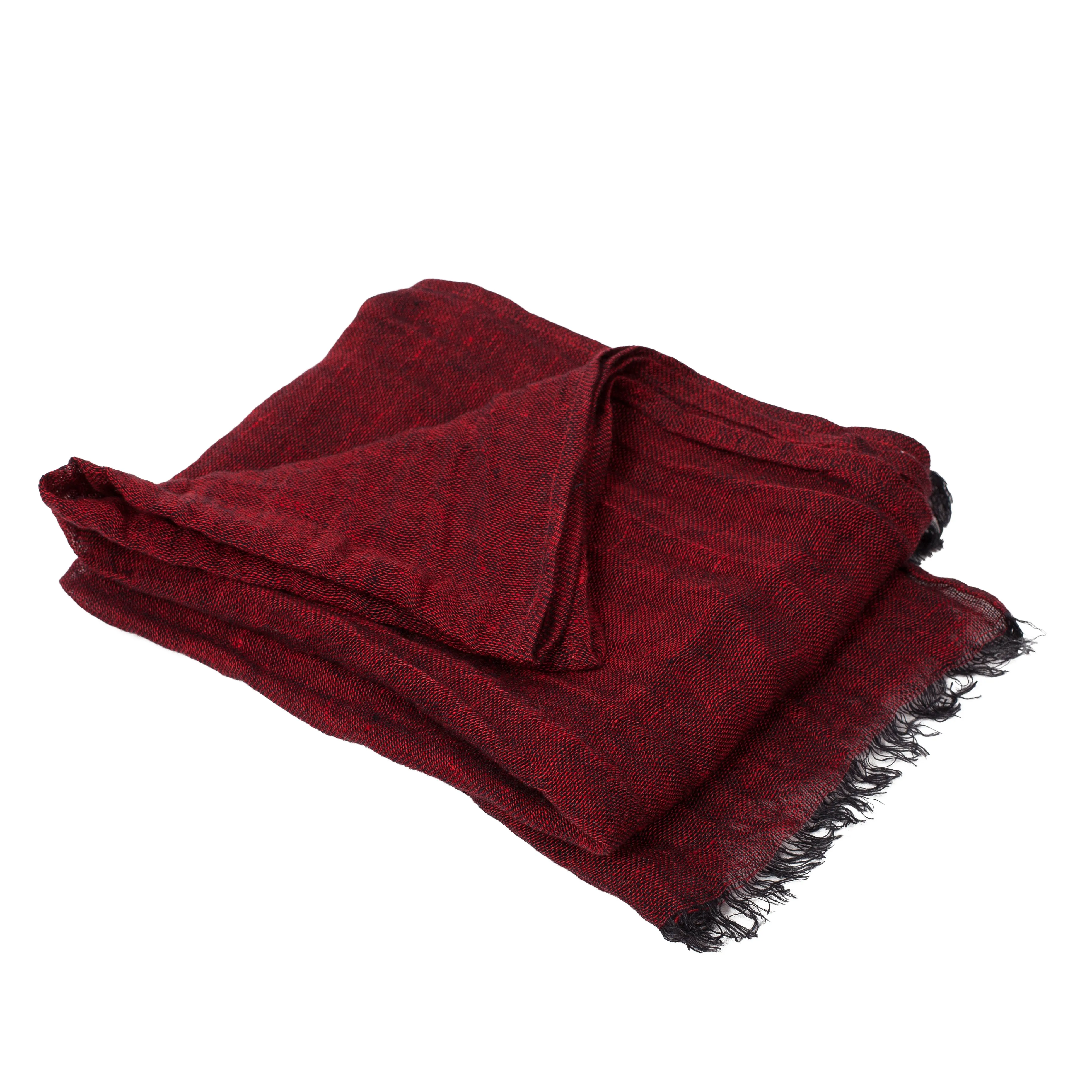 100% Linen Scarf - Dark Red