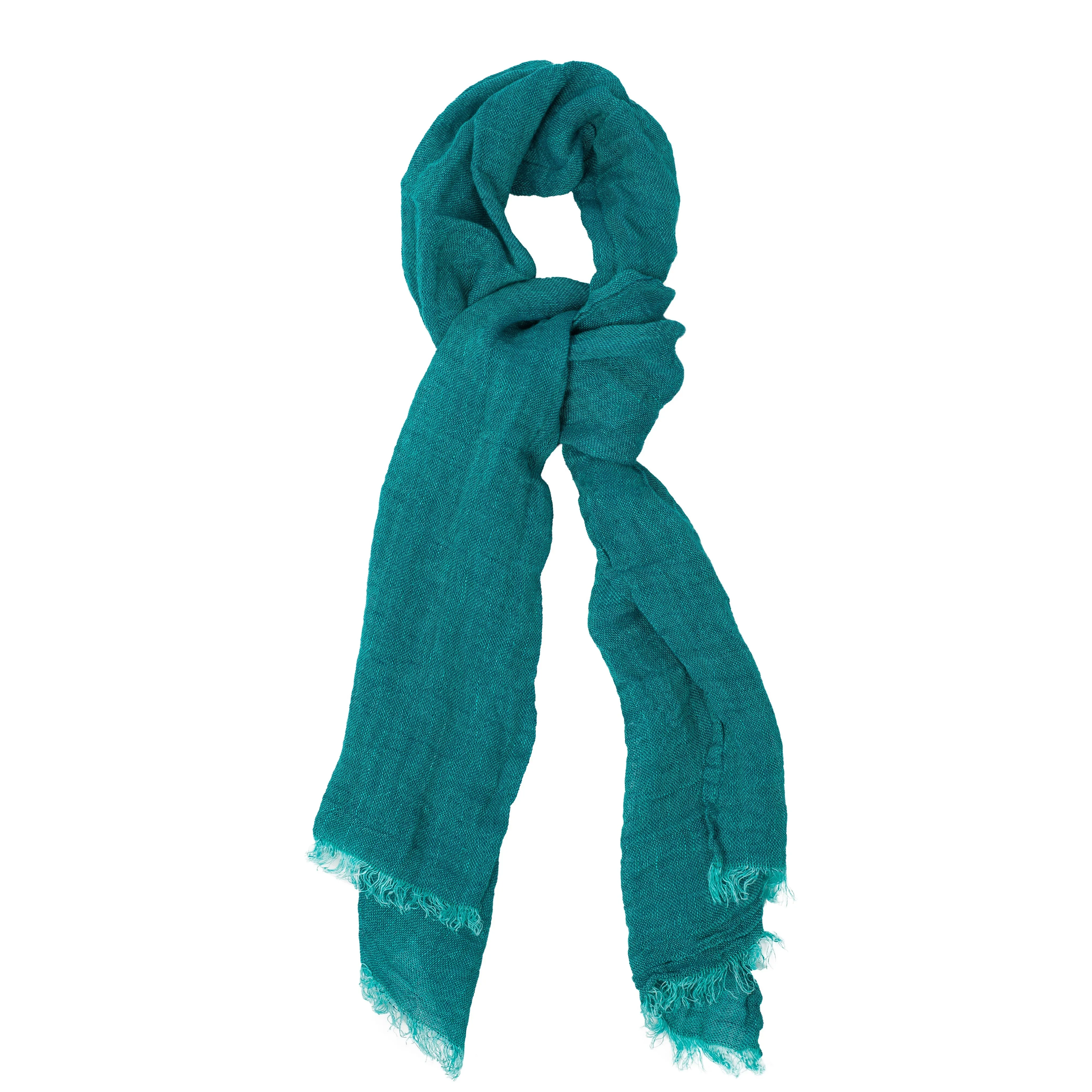 100% Linen Scarf - Emerald Green