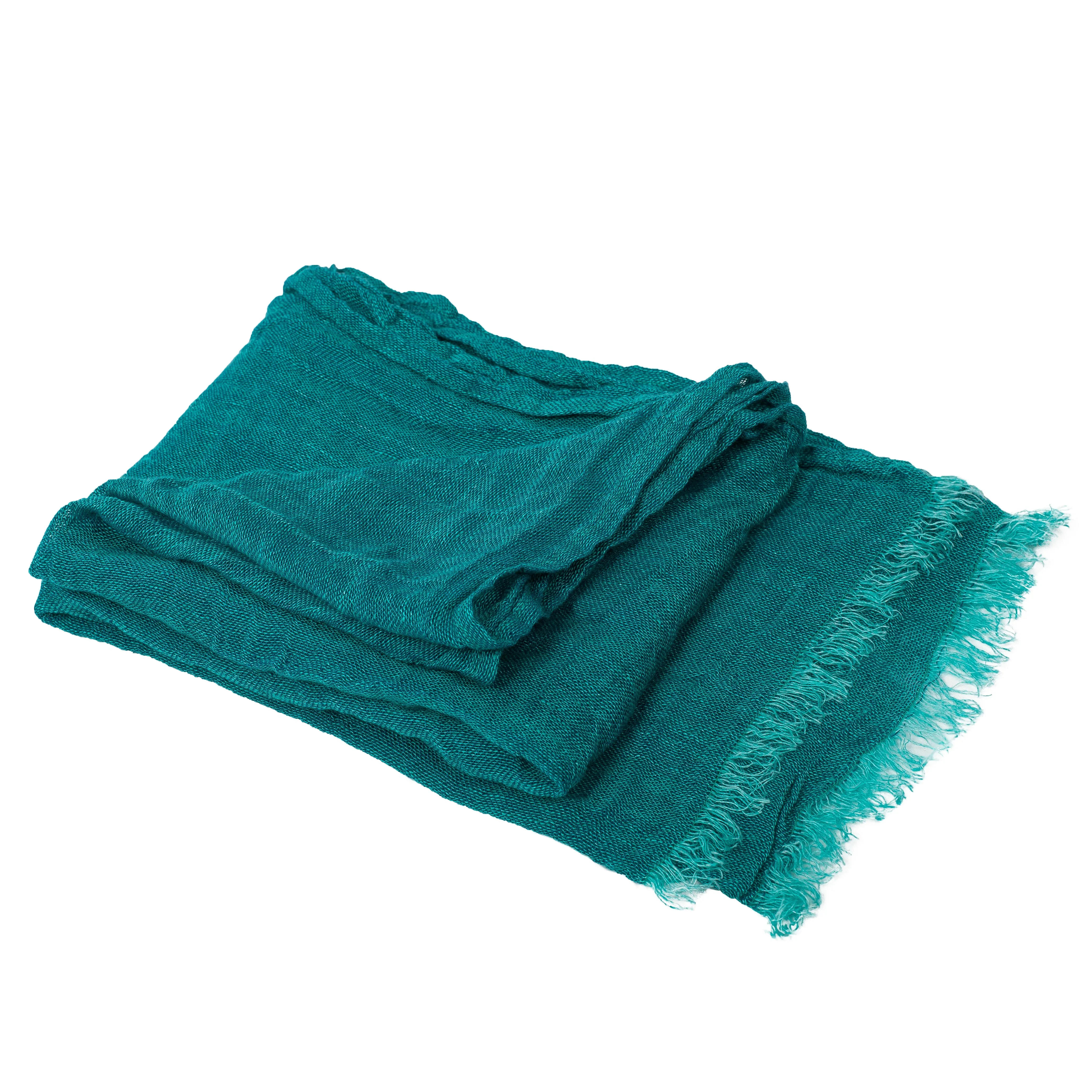 100% Linen Scarf - Emerald Green