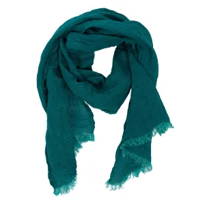 100% Linen Scarf - Emerald Green