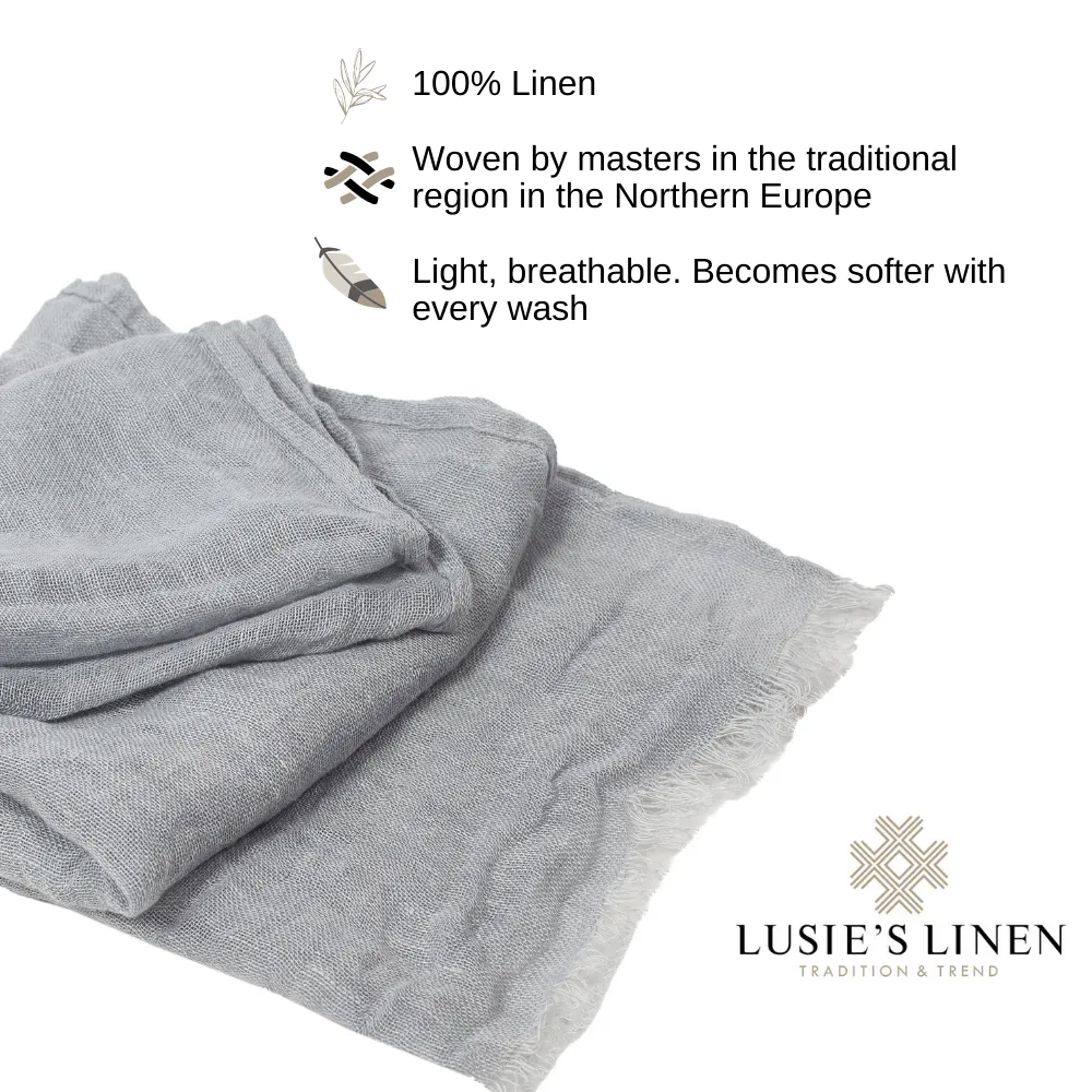 100% Linen Scarf - Gray