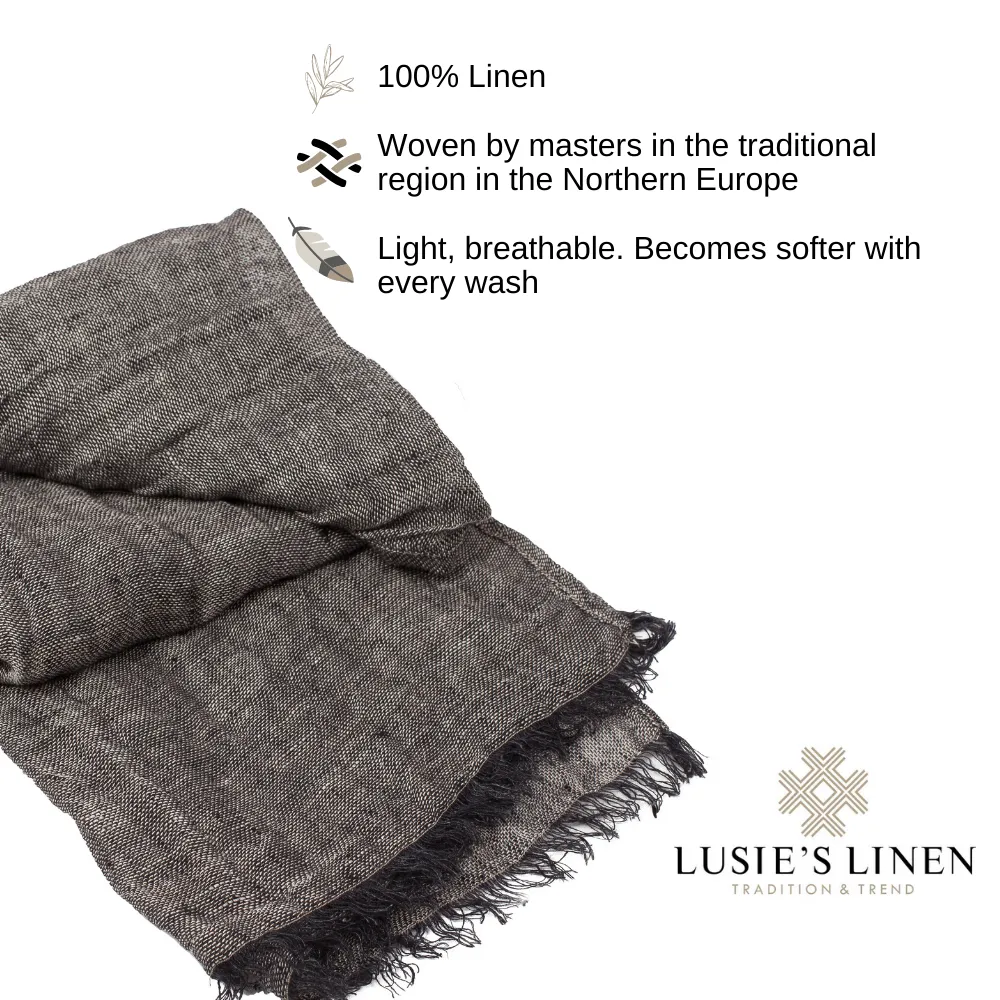 100% Linen Scarf - Grayish Black