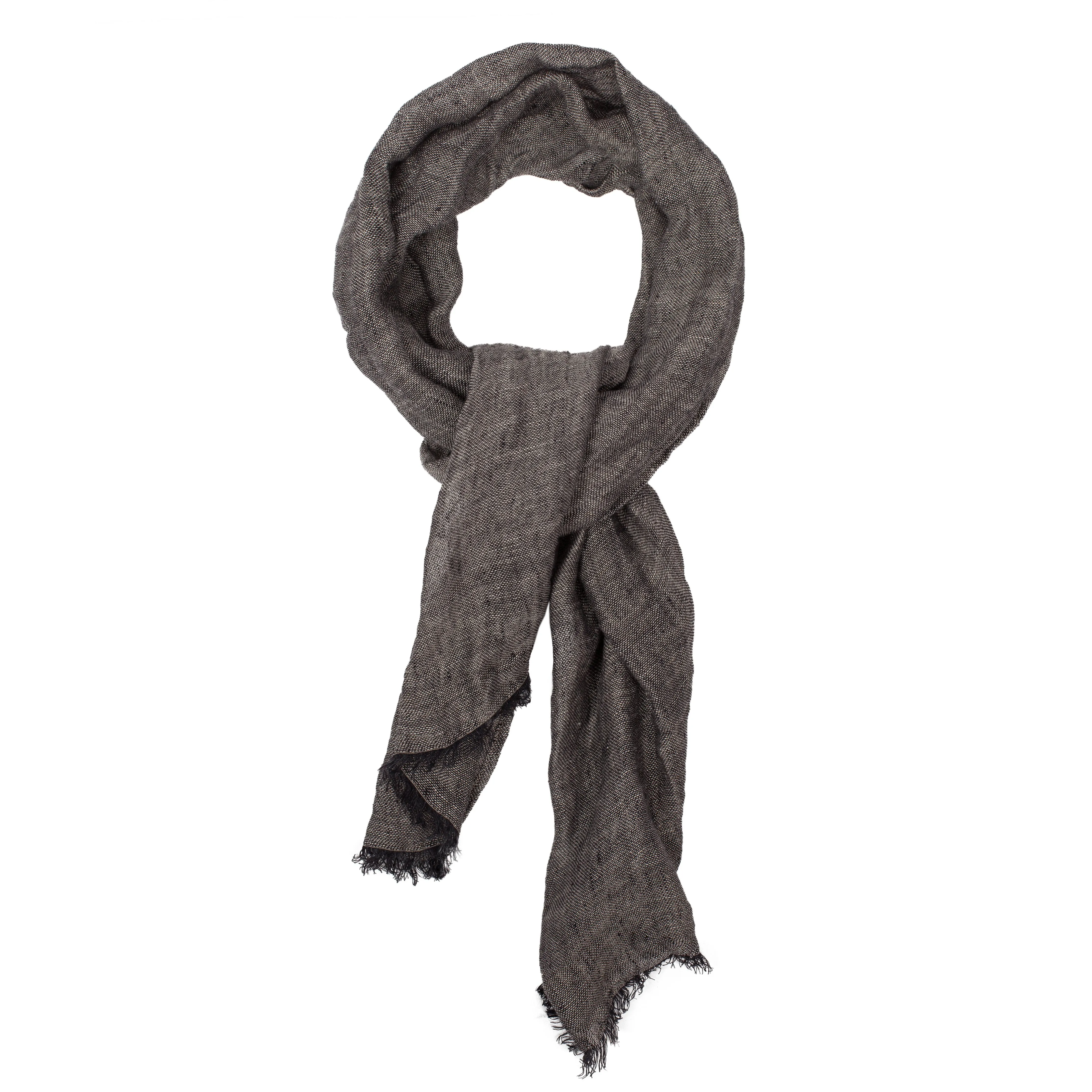 100% Linen Scarf - Grayish Black