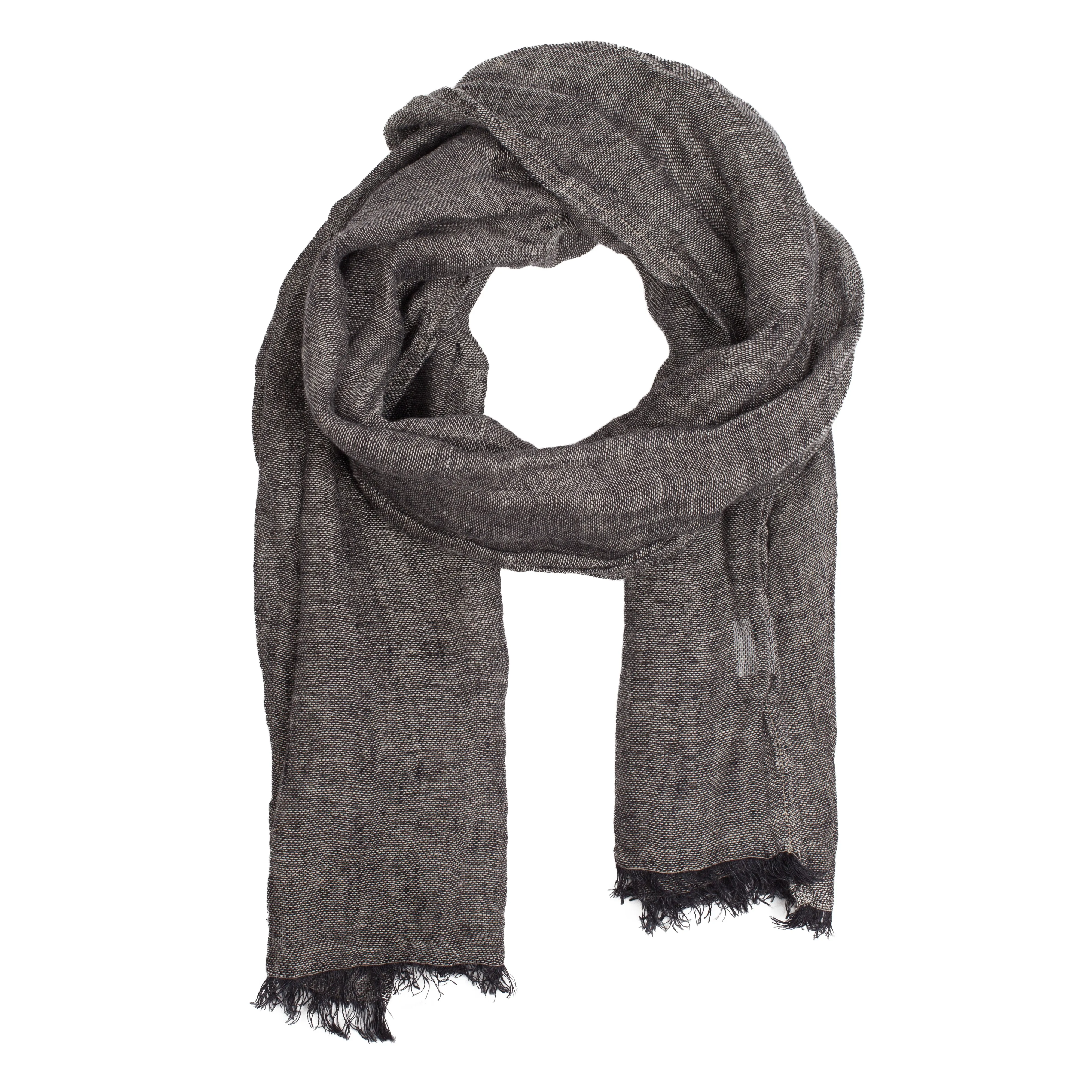 100% Linen Scarf - Grayish Black
