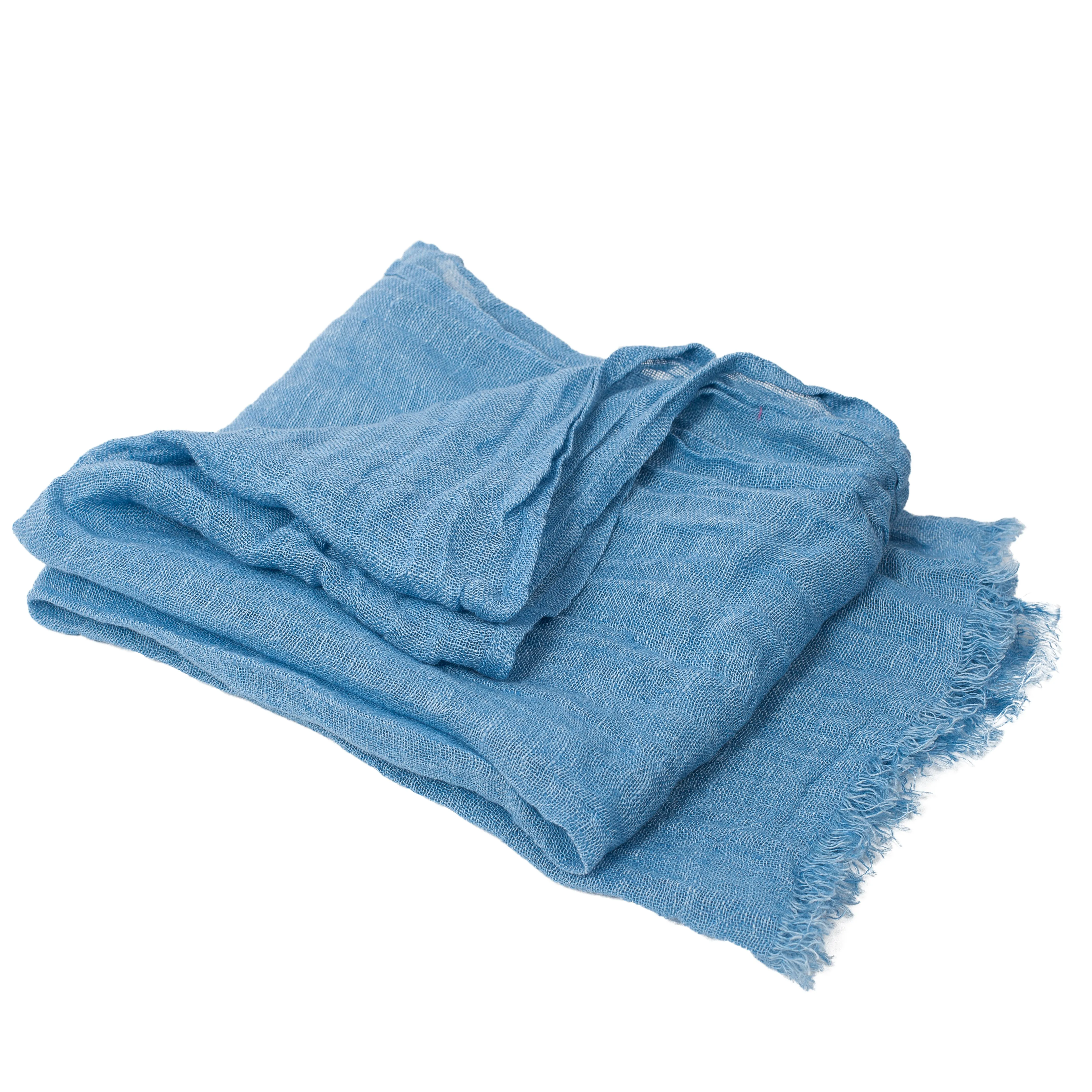 100% Linen Scarf - Light Blue
