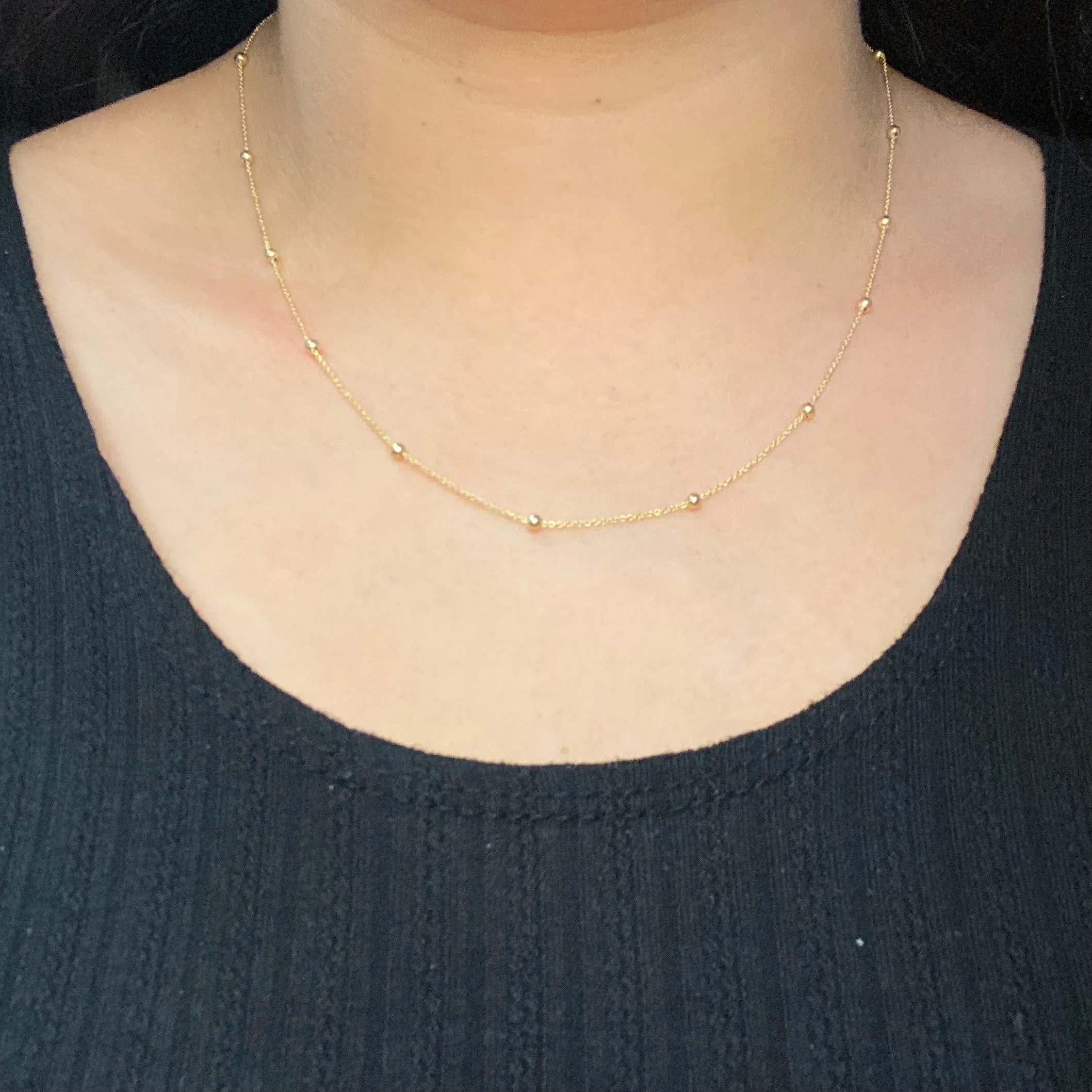 10K Yellow Gold (1.5mm) Beaded Necklace (16" - 22") 16 inches