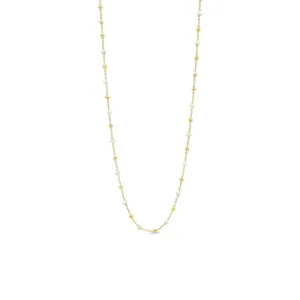 10K Yellow Gold White Enamel Beaded Necklace
