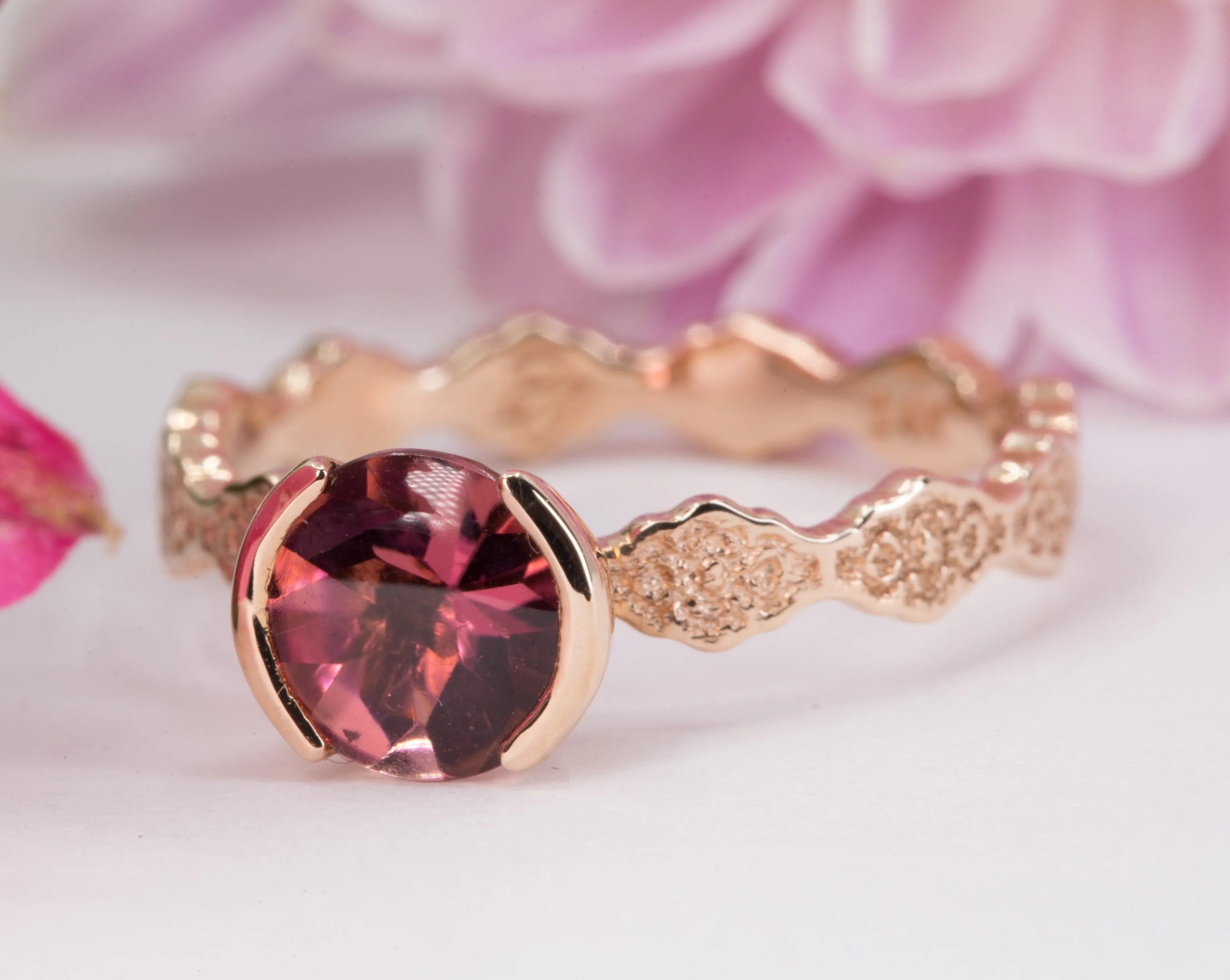 1.25 ct Pink Tourmaline Engagement Ring - Size 7