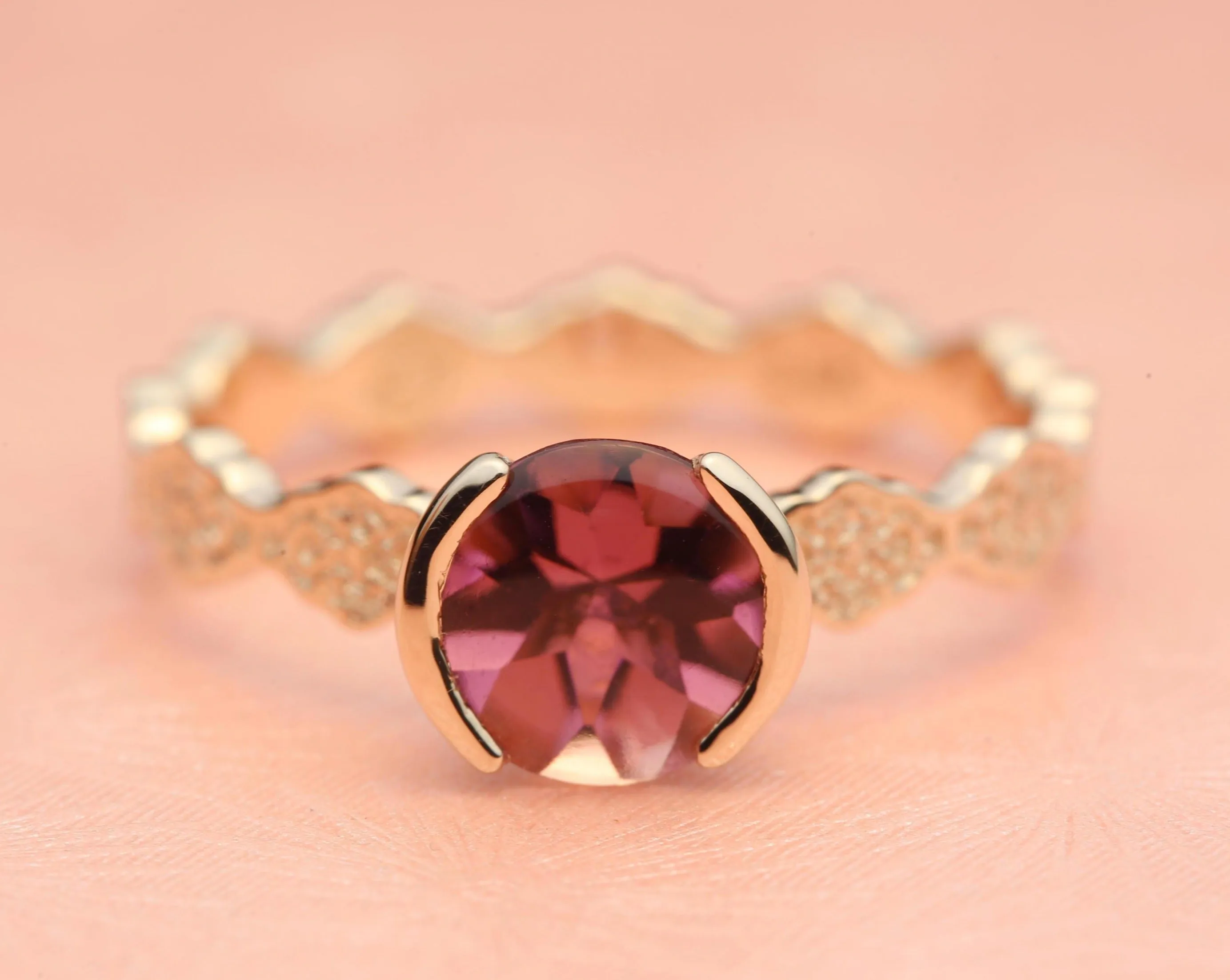 1.25 ct Pink Tourmaline Engagement Ring - Size 7