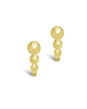 14K Gold Graduated Beaded Bar Stud Earrings
