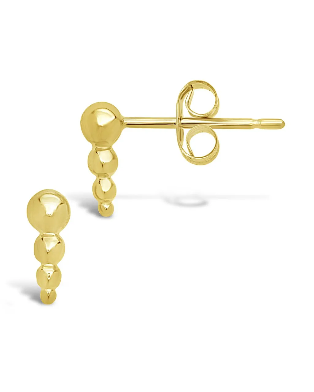 14K Gold Graduated Beaded Bar Stud Earrings