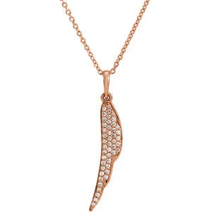 14K Rose 1/5 CTW Diamond Feather 16-18" Necklace