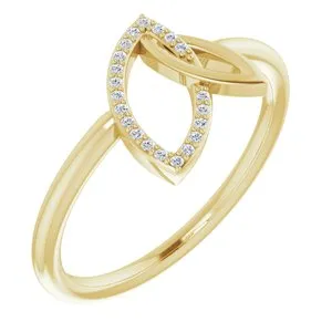 14K Yellow .05 CTW Diamond Double Leaf Ring