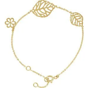 14K Yellow Leaf & Floral-Inspired Bracelet