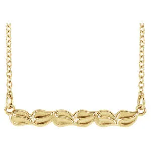 14K Yellow Leaf Bar 16-18" Necklace