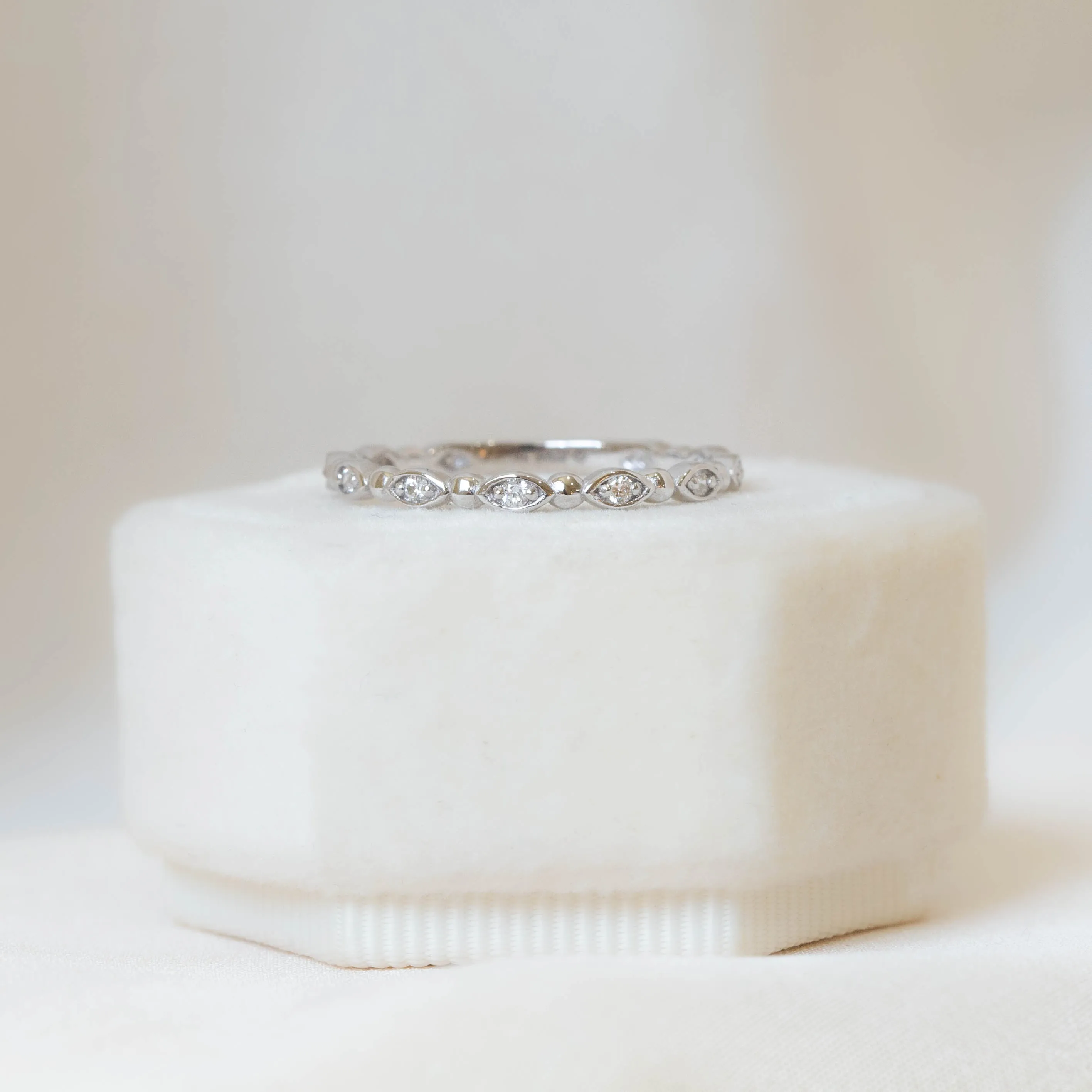 14kw Marquise Beaded Diamond Band