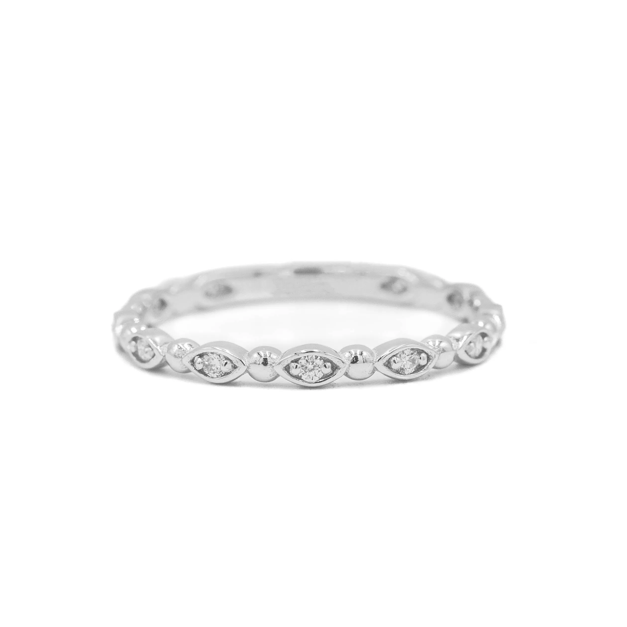 14kw Marquise Beaded Diamond Band