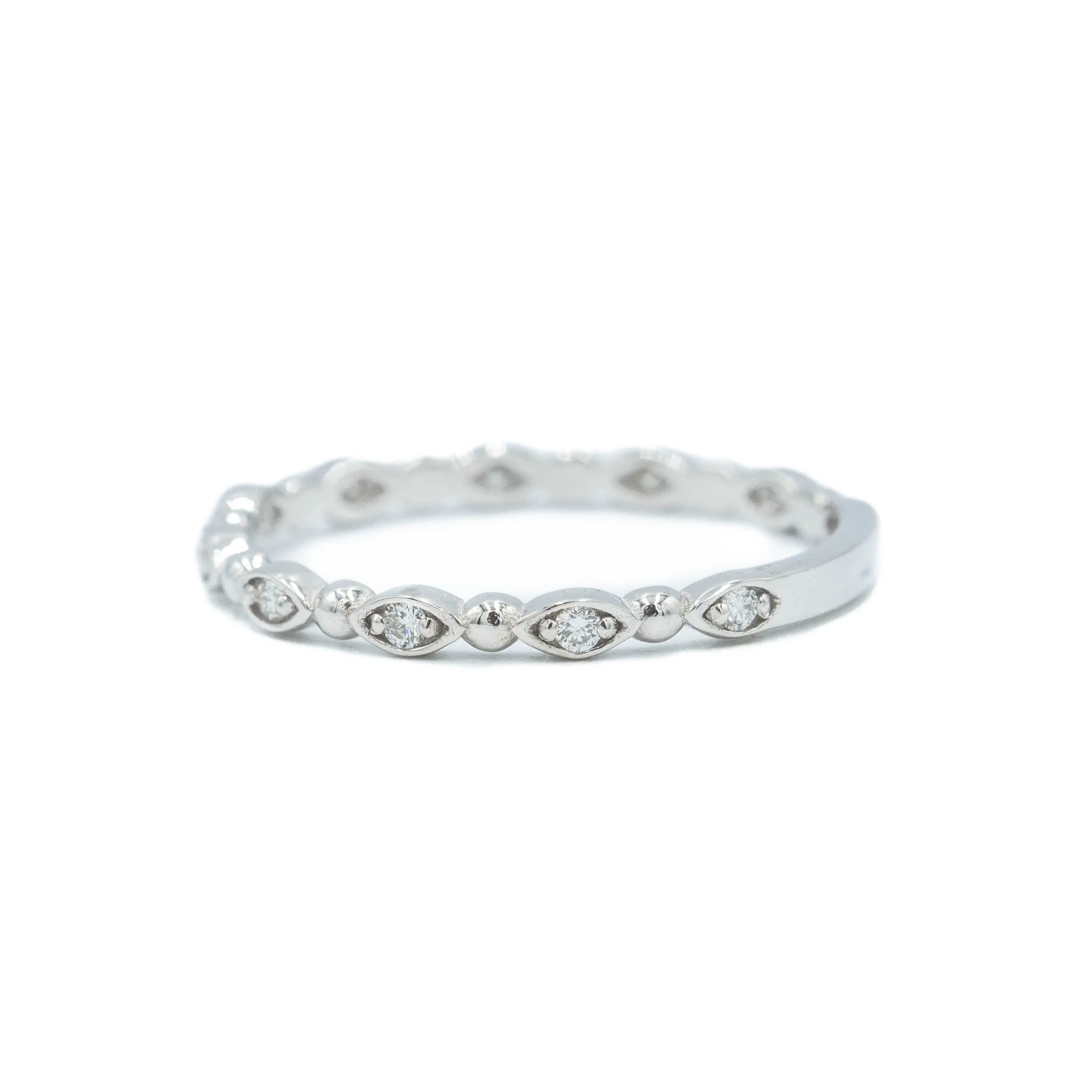 14kw Marquise Beaded Diamond Band
