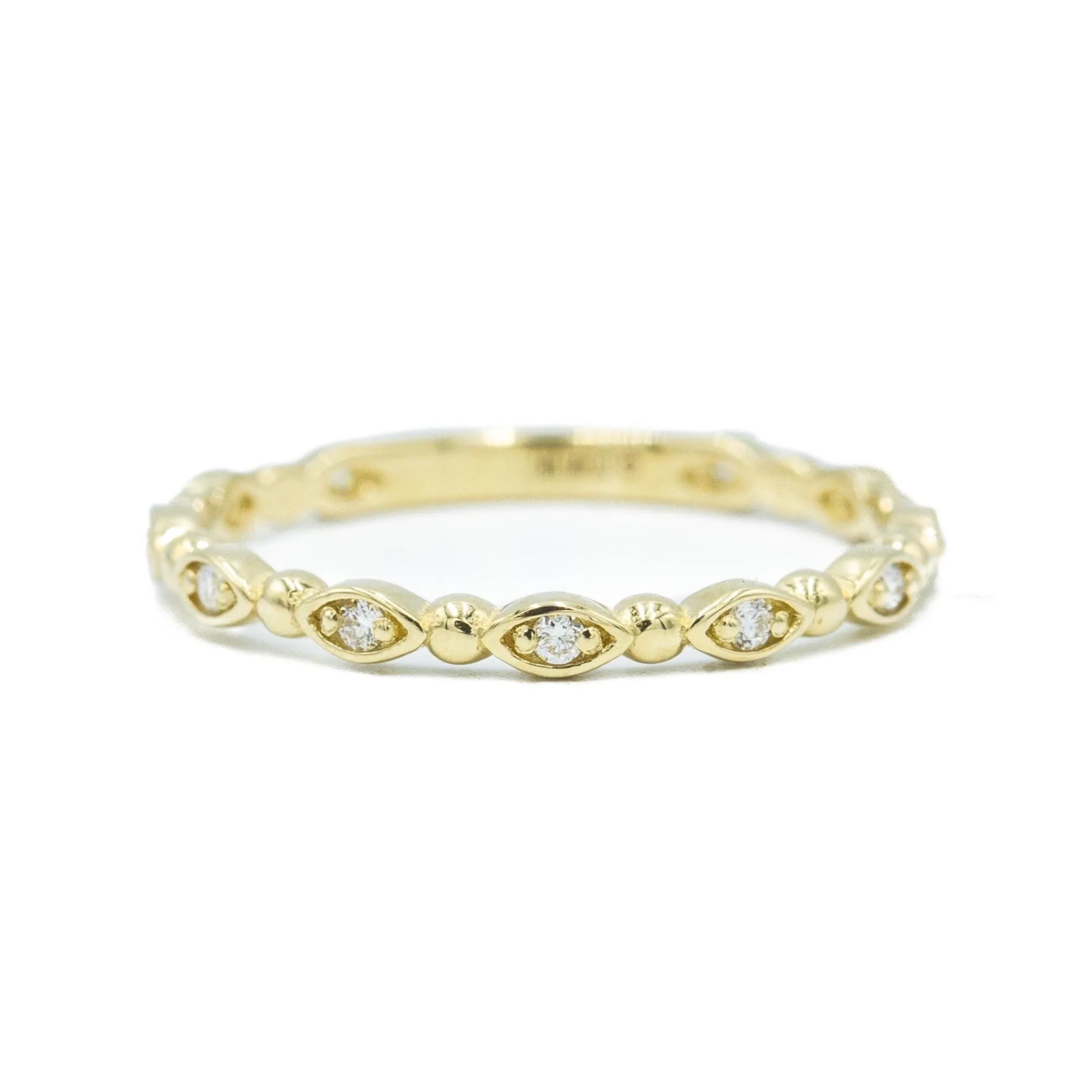 14ky Marquise Beaded Diamond Band