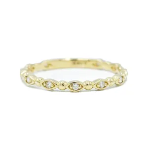 14ky Marquise Beaded Diamond Band