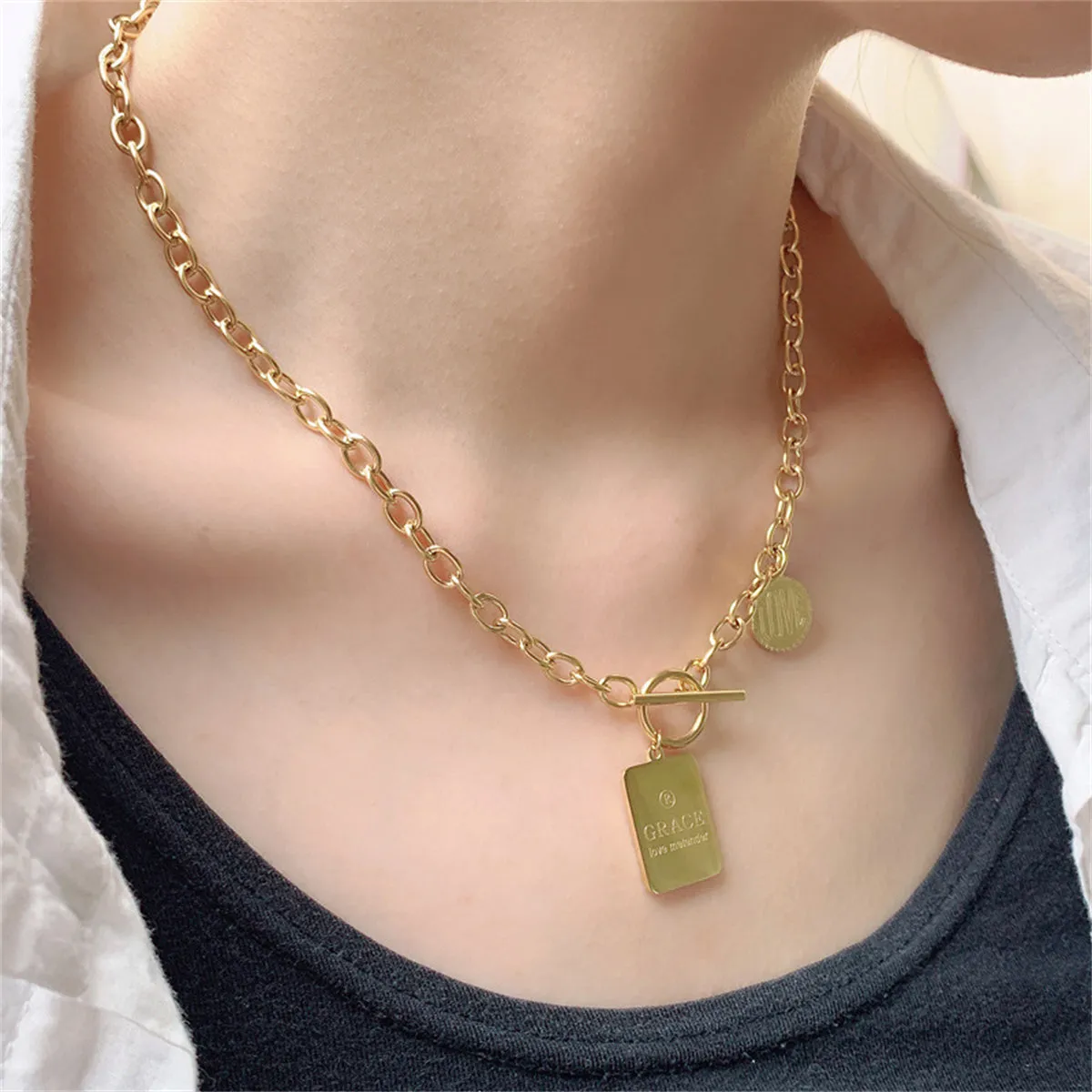 18K Gold-Plated 'Grace' Toggle Pendant Necklace