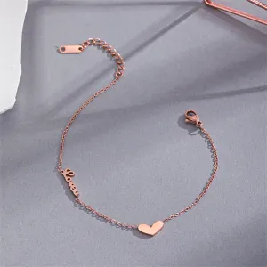 18K Rose Gold-Plated Heart 'Love' Bracelet