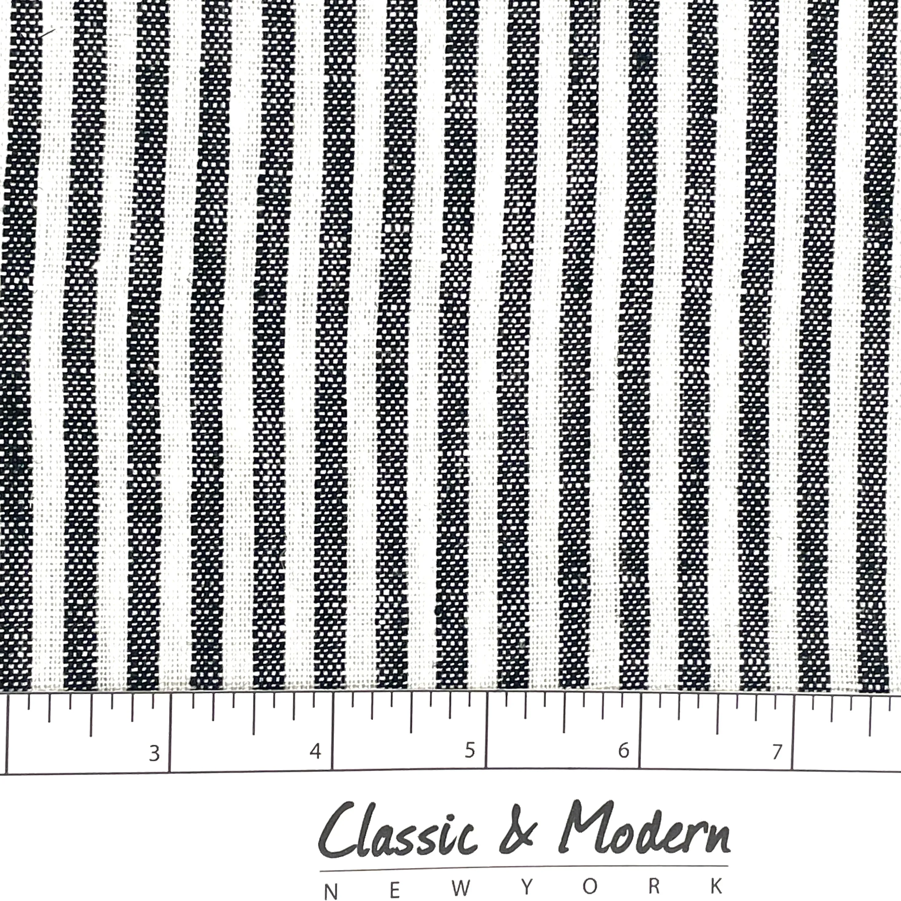 3/8" black & white Stripe 100% Natural Linen Fabric By The Yard/CL1080