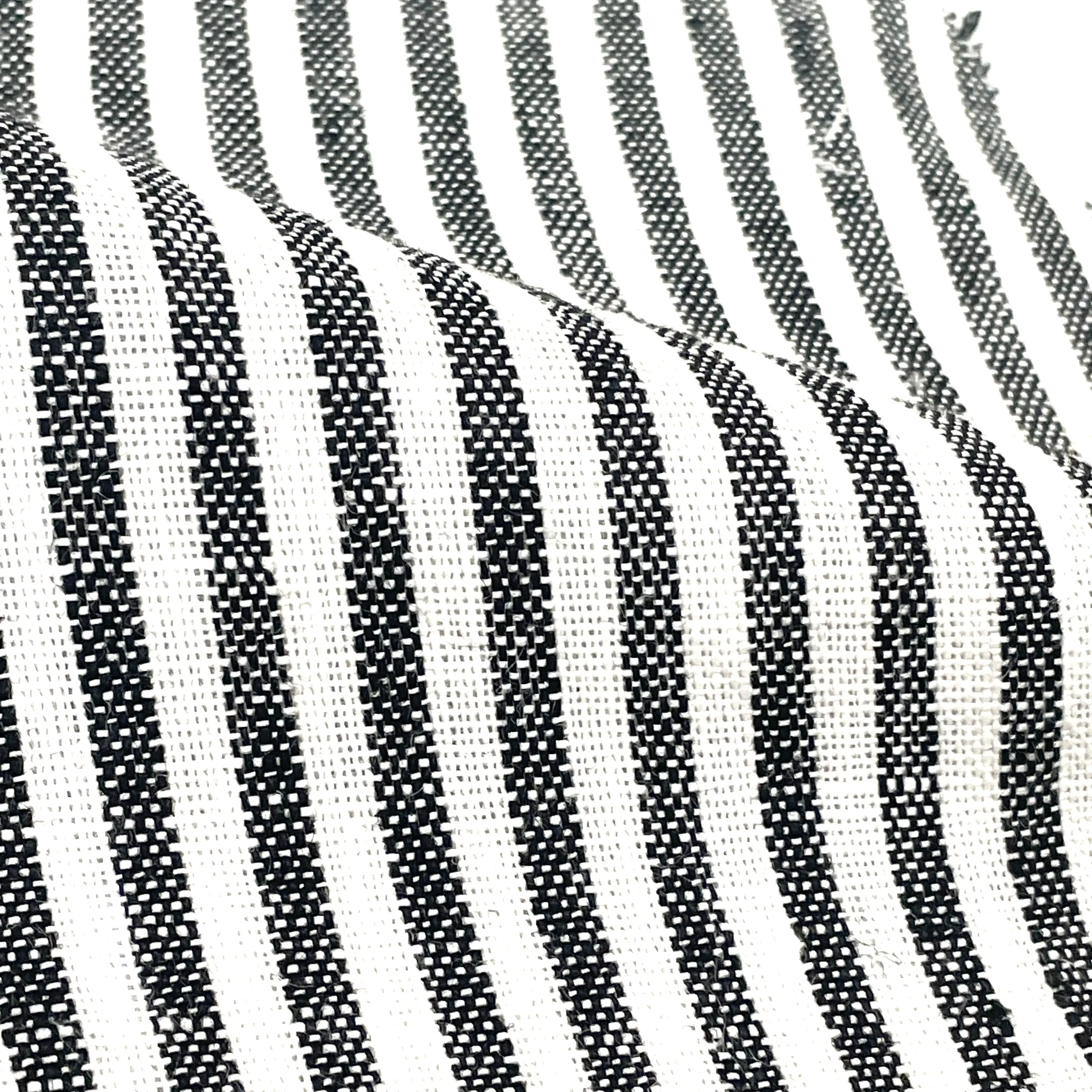 3/8" black & white Stripe 100% Natural Linen Fabric By The Yard/CL1080