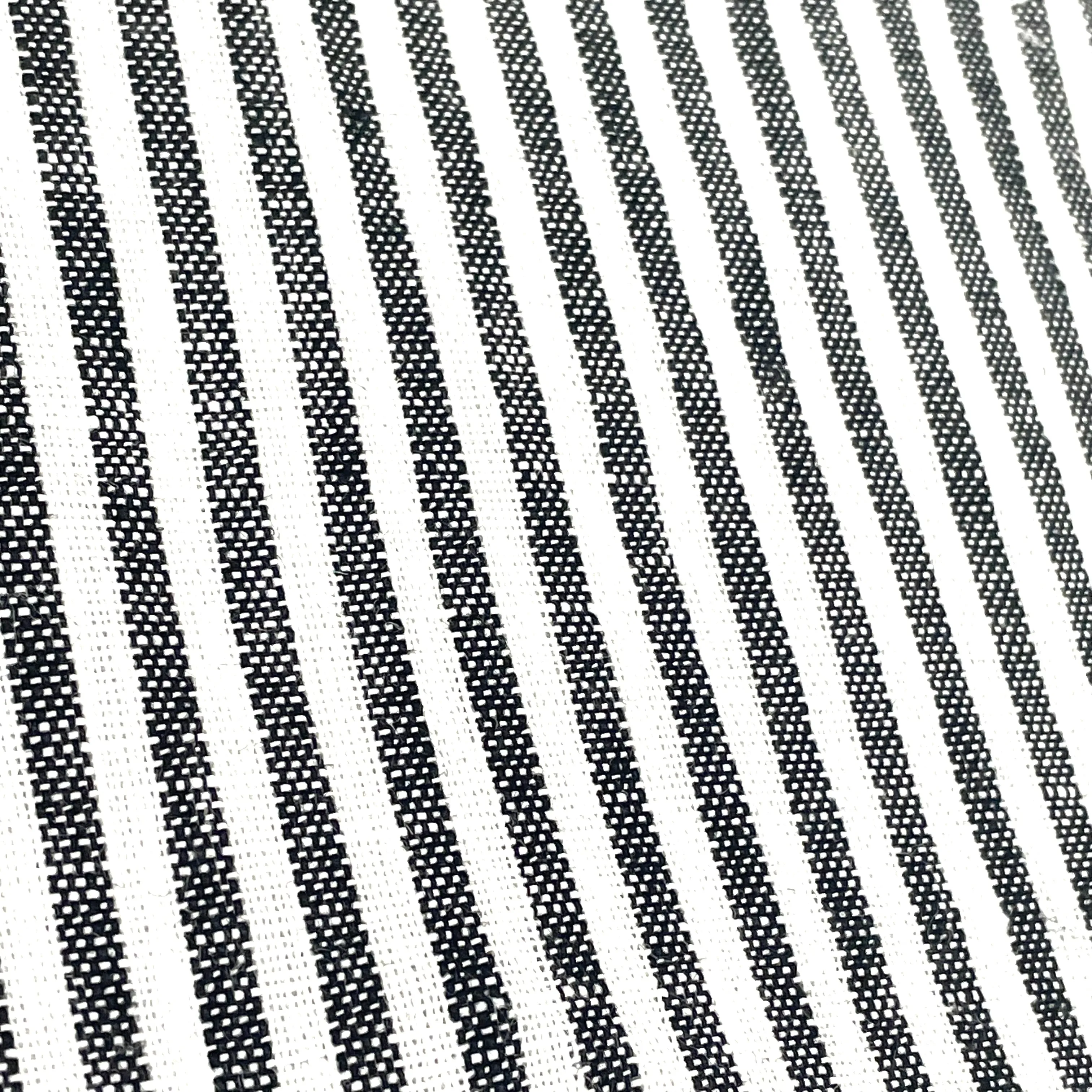 3/8" black & white Stripe 100% Natural Linen Fabric By The Yard/CL1080