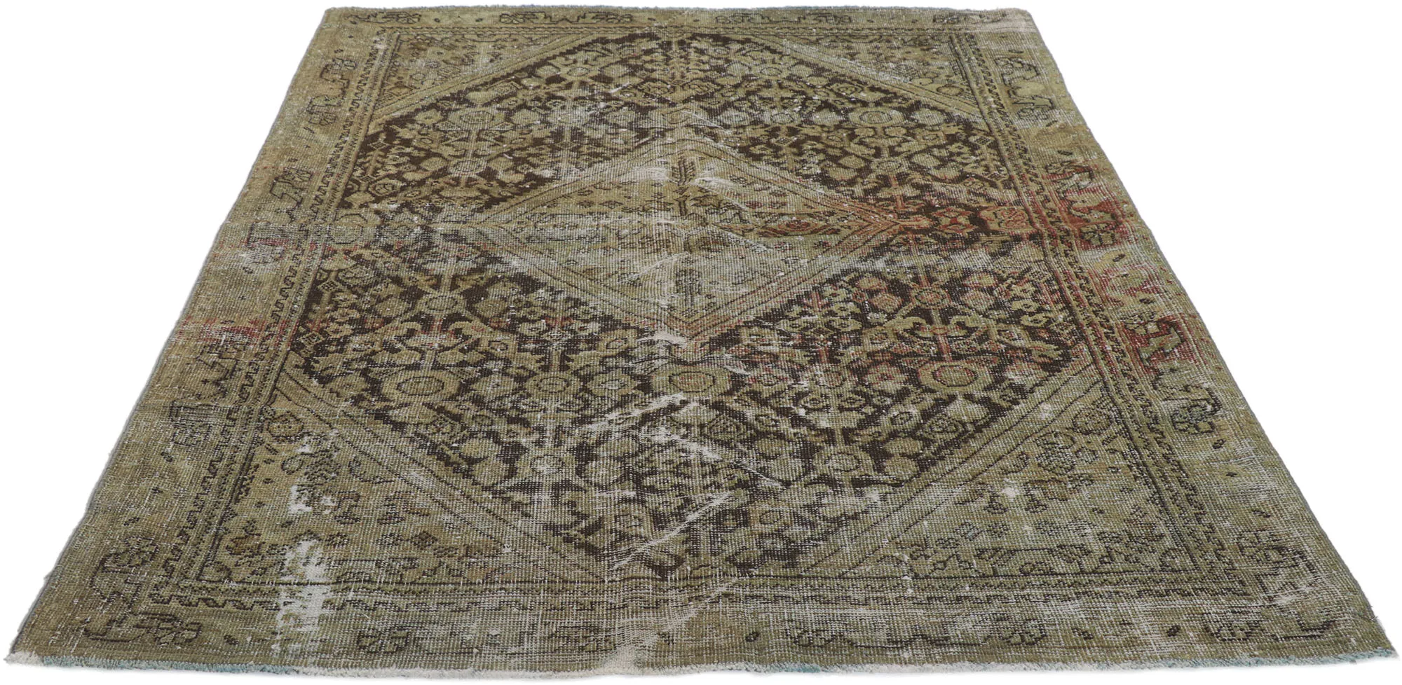 4' x 6' Distressed Antique Persian Mahal Rug
