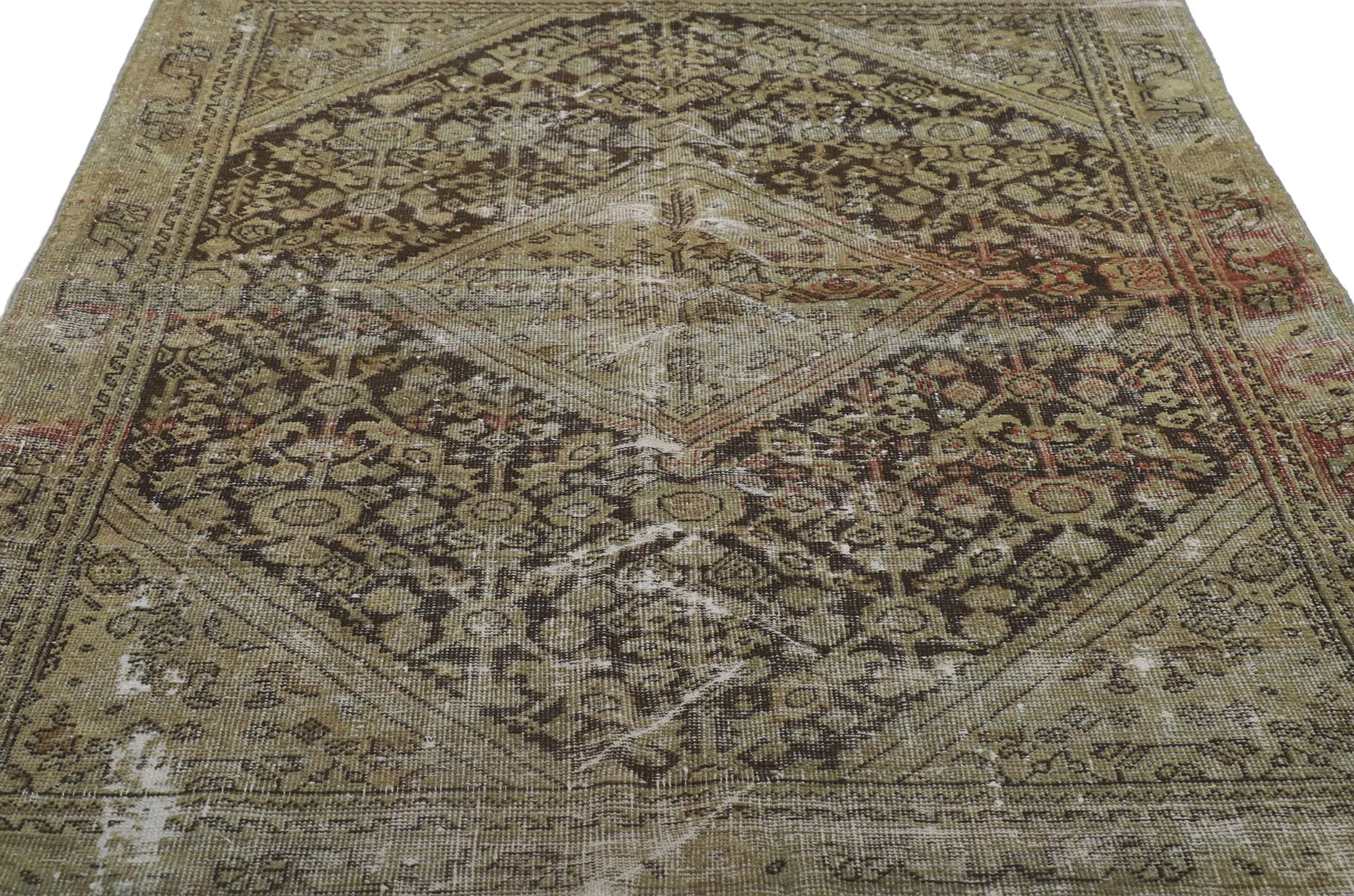 4' x 6' Distressed Antique Persian Mahal Rug
