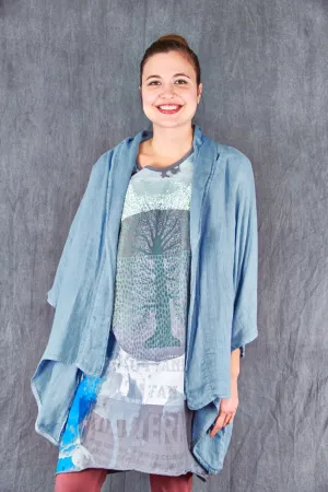 5230 Linen Boxy Summer Cardi Light Blue-U