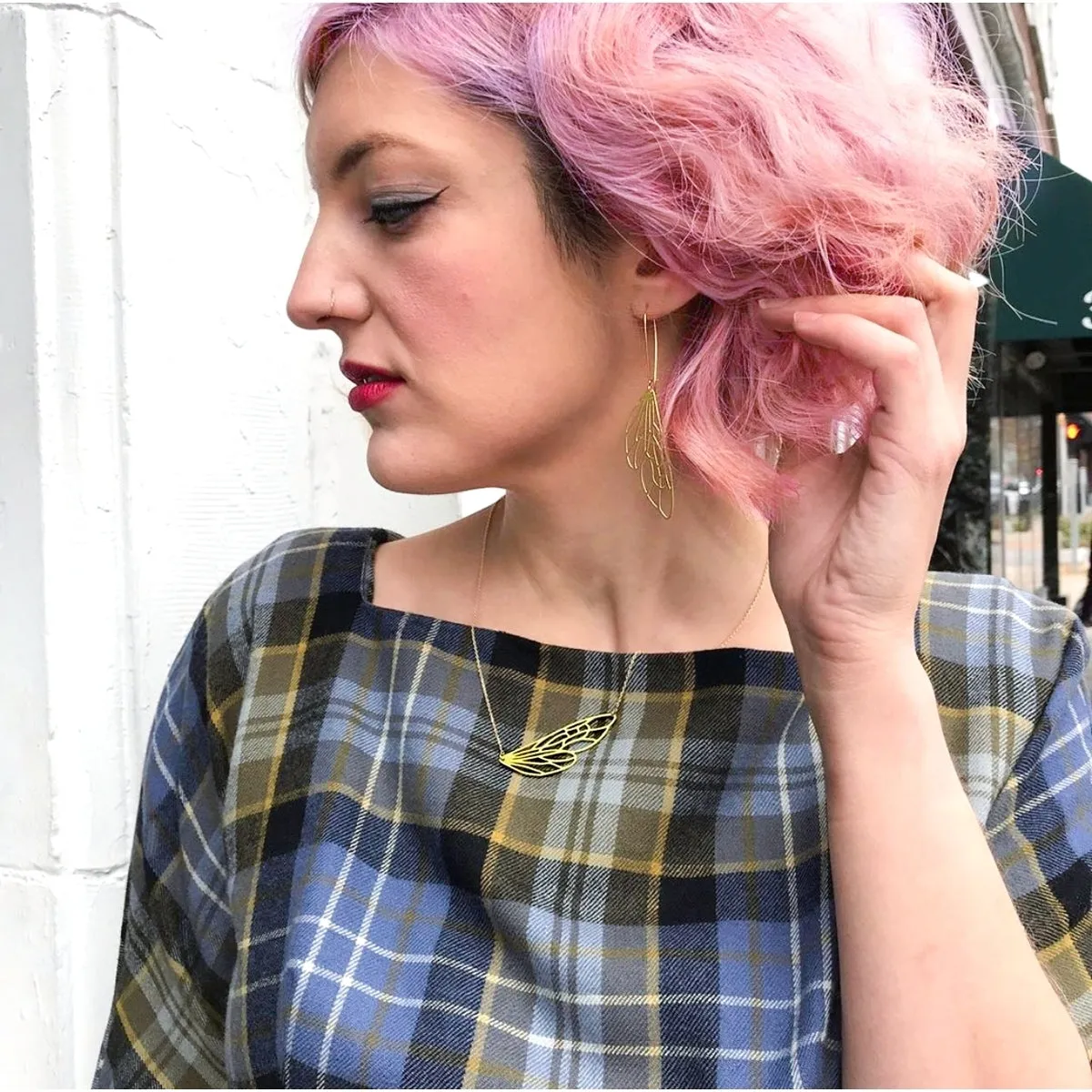 A Tea Leaf - Earrings - Insect Wing (Gold) #ATL-E-139