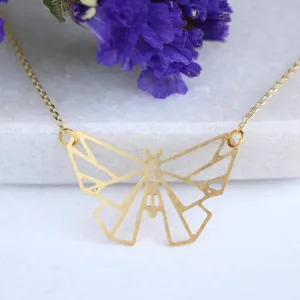 A Tea Leaf - Necklace - Butterfly Geometric (Gold) #ATL-N-179