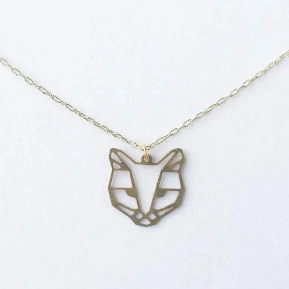 A Tea Leaf - Necklace - Cat Face (Gold) #ATL-N-146