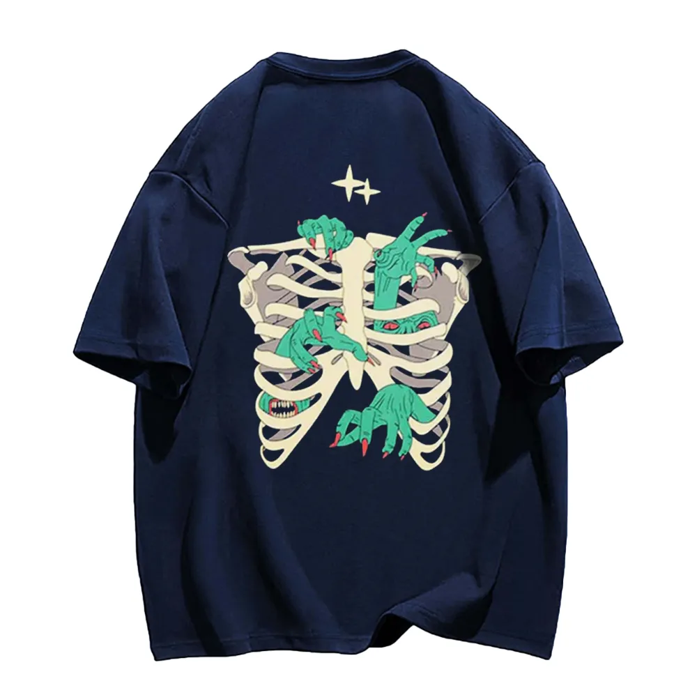 American Bold Skeleton Hand Graphic T-Shirt