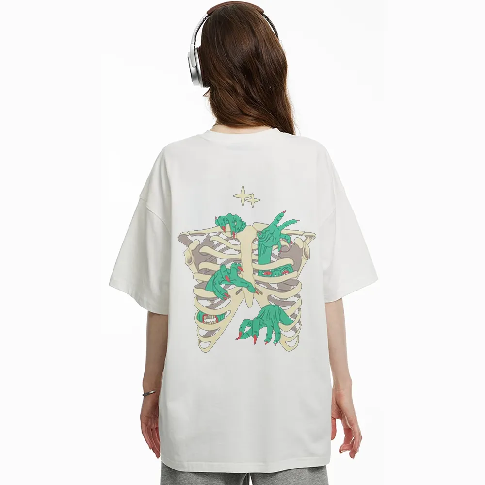 American Bold Skeleton Hand Graphic T-Shirt