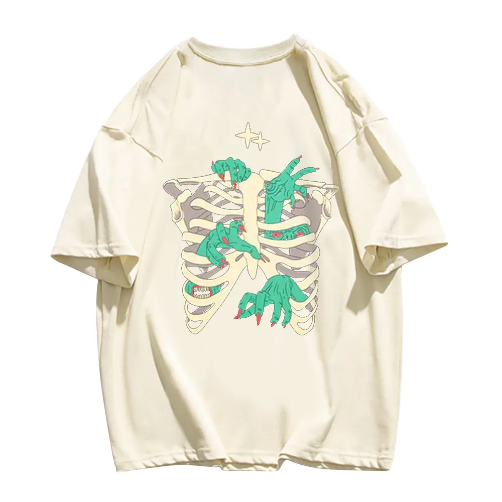 American Bold Skeleton Hand Graphic T-Shirt