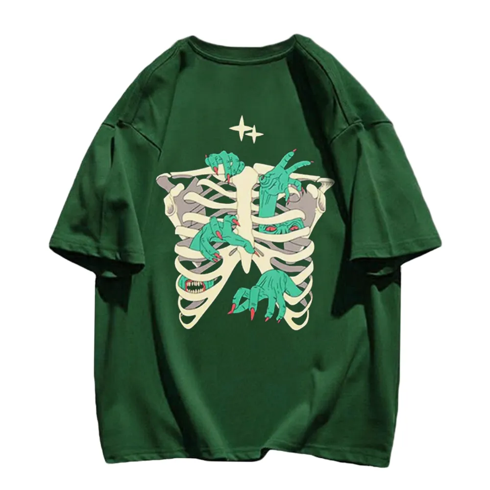American Bold Skeleton Hand Graphic T-Shirt