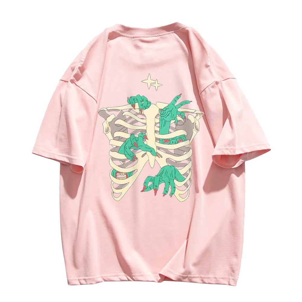 American Bold Skeleton Hand Graphic T-Shirt