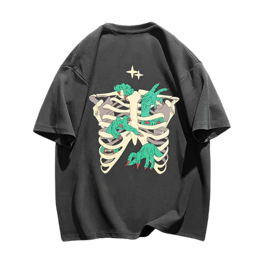 American Bold Skeleton Hand Graphic T-Shirt