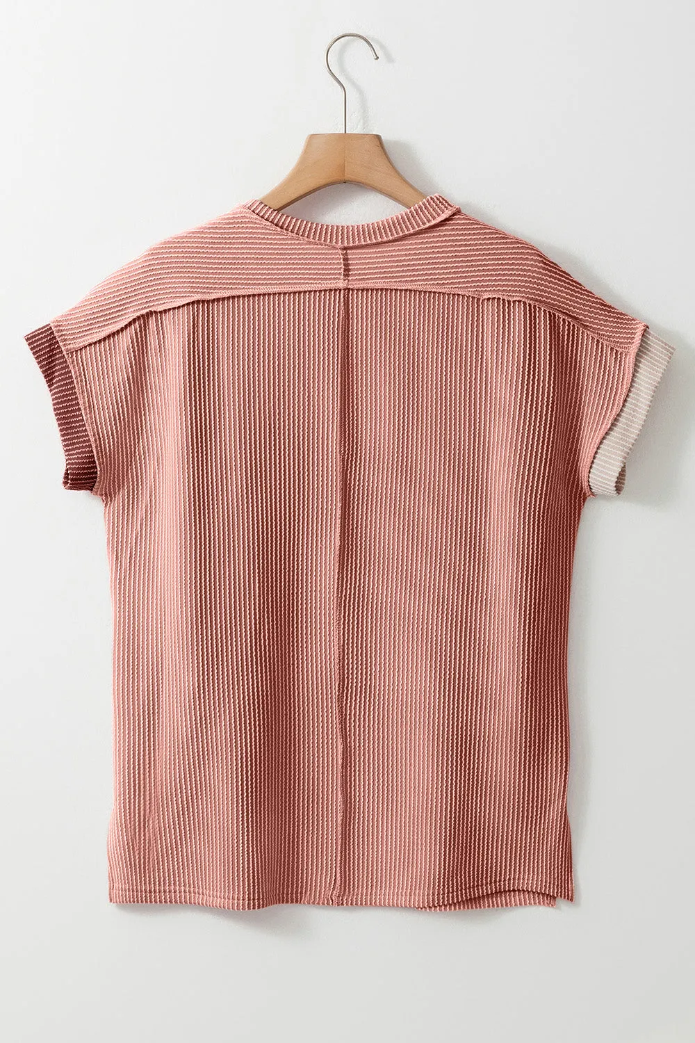 Amy Color Block Round Neck Short Sleeve T-Shirt