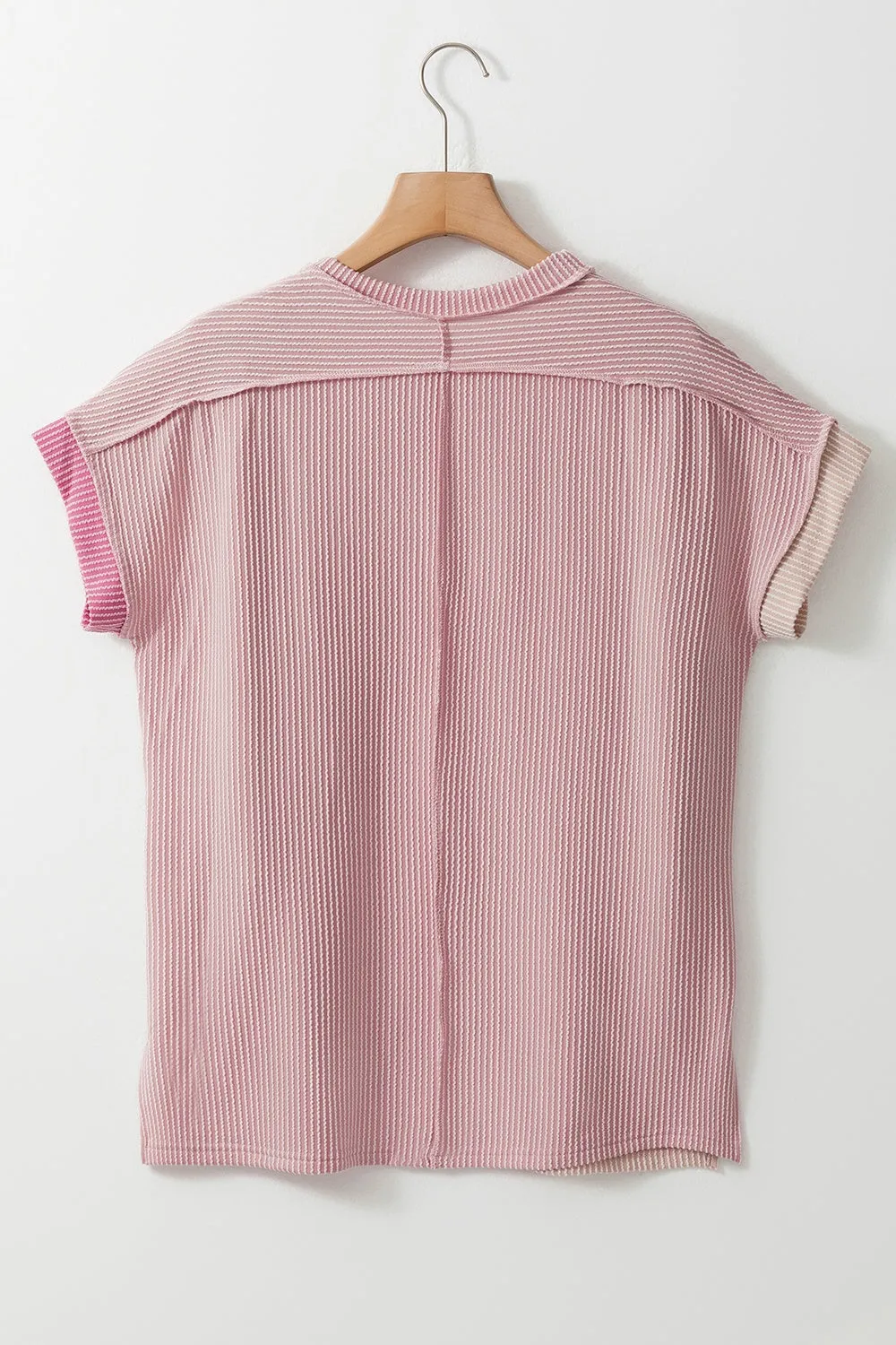 Amy Color Block Round Neck Short Sleeve T-Shirt