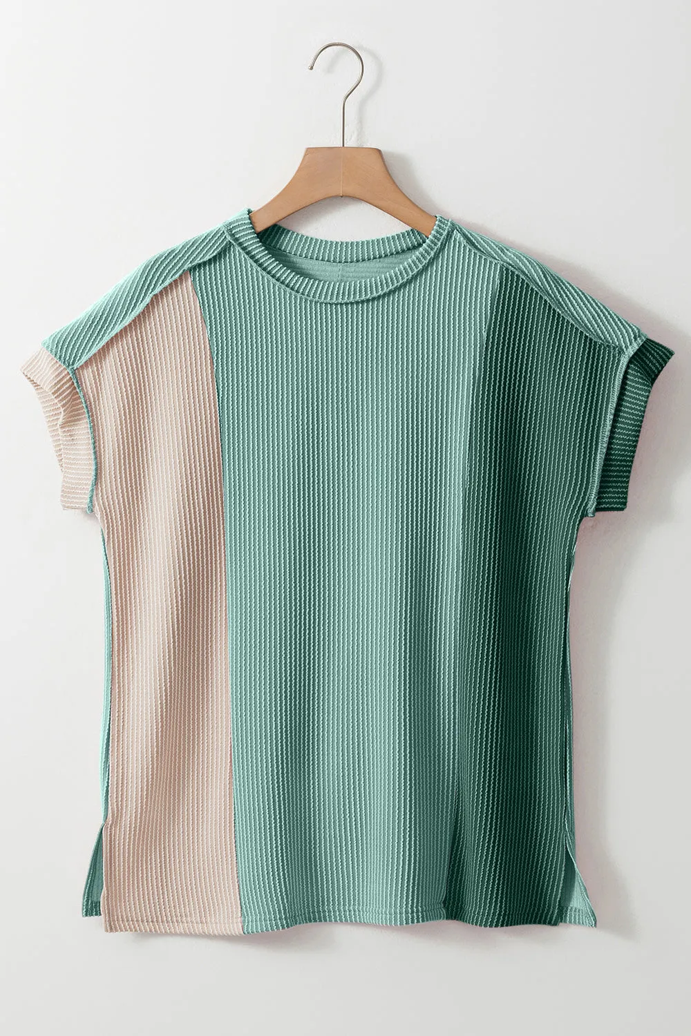 Amy Color Block Round Neck Short Sleeve T-Shirt