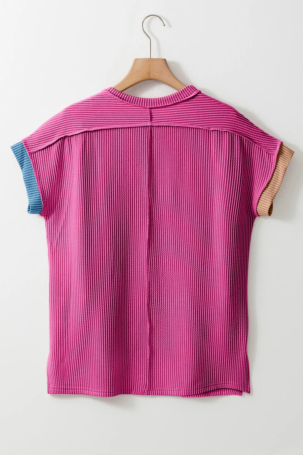 Amy Color Block Round Neck Short Sleeve T-Shirt
