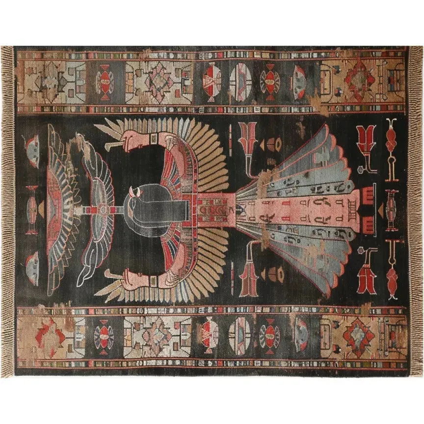 Ancient Egyptian Hieroglyph Hand Knotted Area Rug
